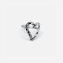 ADJUSTABLE TEXTURED HEART RING - SILVER