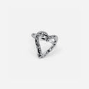 ADJUSTABLE TEXTURED HEART RING - SILVER